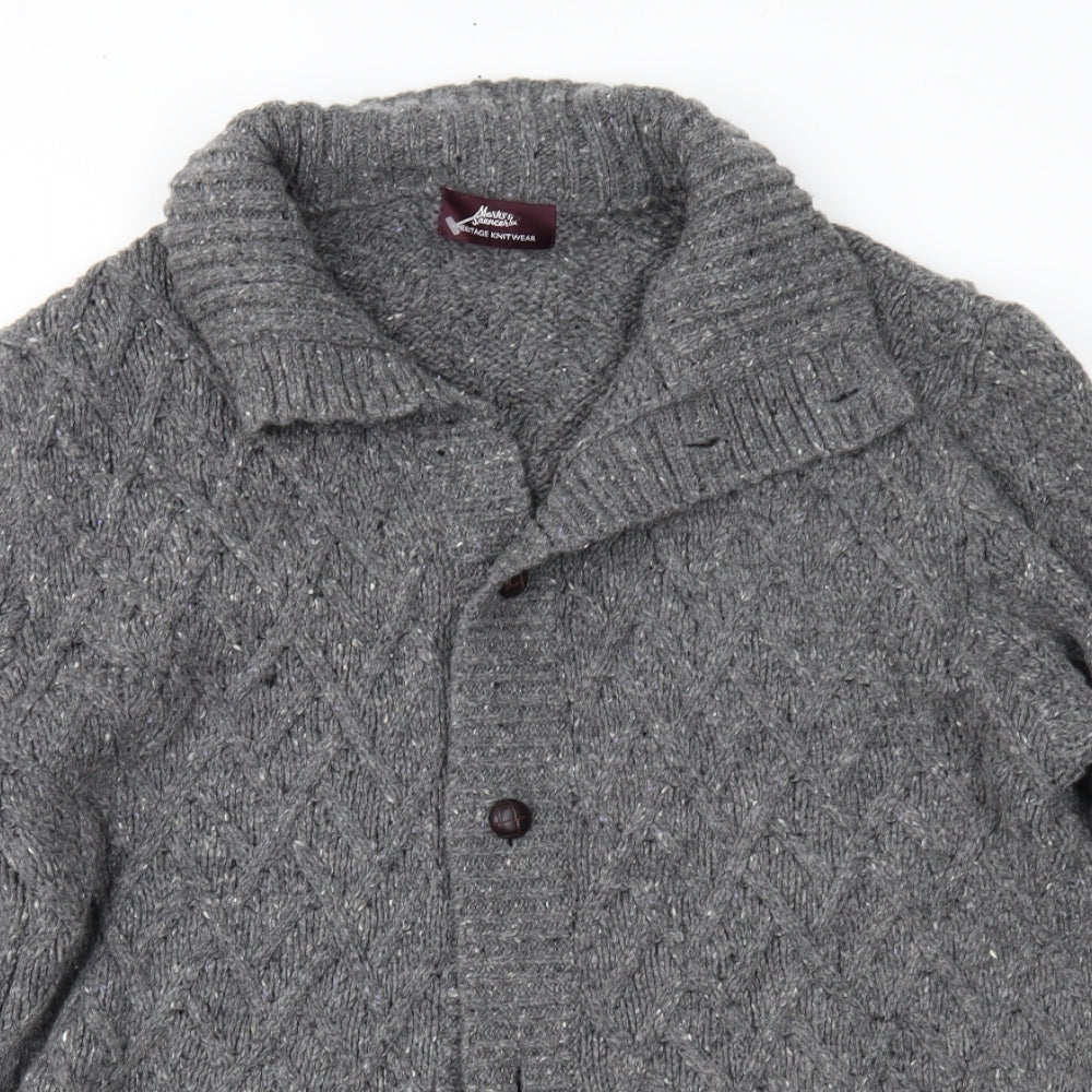 Marks and Spencer Mens Grey  Knit Cardigan Jumper Size L