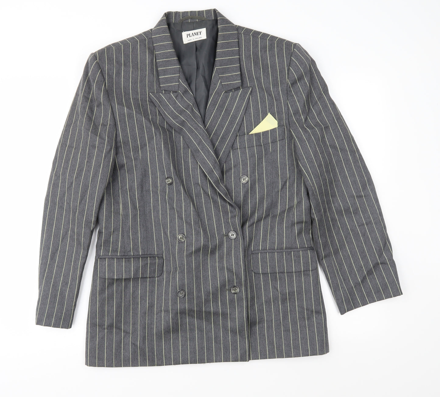 Planet Womens Grey Striped  Jacket Suit Jacket Size 14