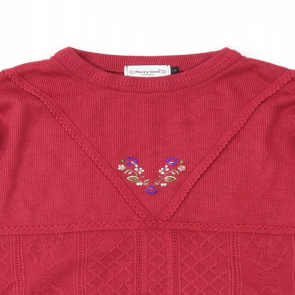 Merry Gold Womens Pink  Knit Pullover Jumper Size L