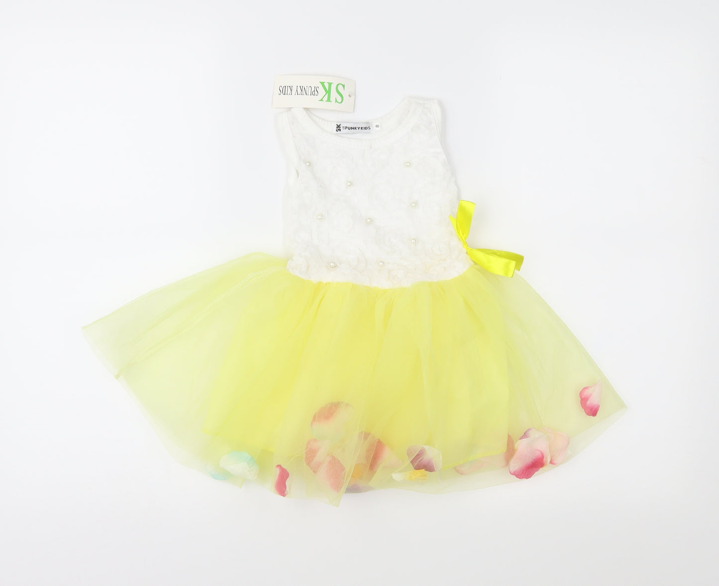 Spunky Kids Girls Yellow  Mesh Tutu Dress  Size 8 Years