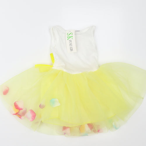 Spunky Kids Girls Yellow  Mesh Tutu Dress  Size 8 Years