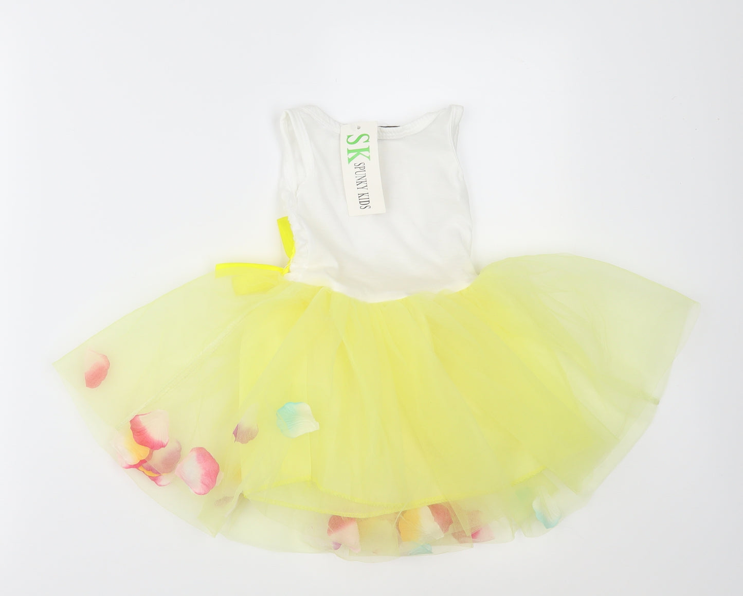 Spunky Kids Girls Yellow  Mesh Tutu Dress  Size 8 Years