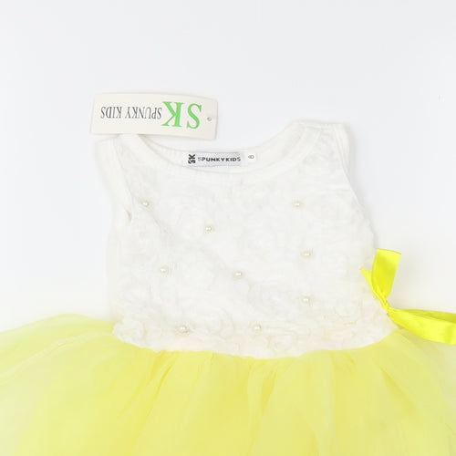 Spunky Kids Girls Yellow  Mesh Tutu Dress  Size 8 Years