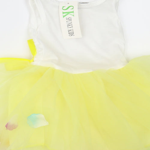 Spunky Kids Girls Yellow  Mesh Tutu Dress  Size 8 Years