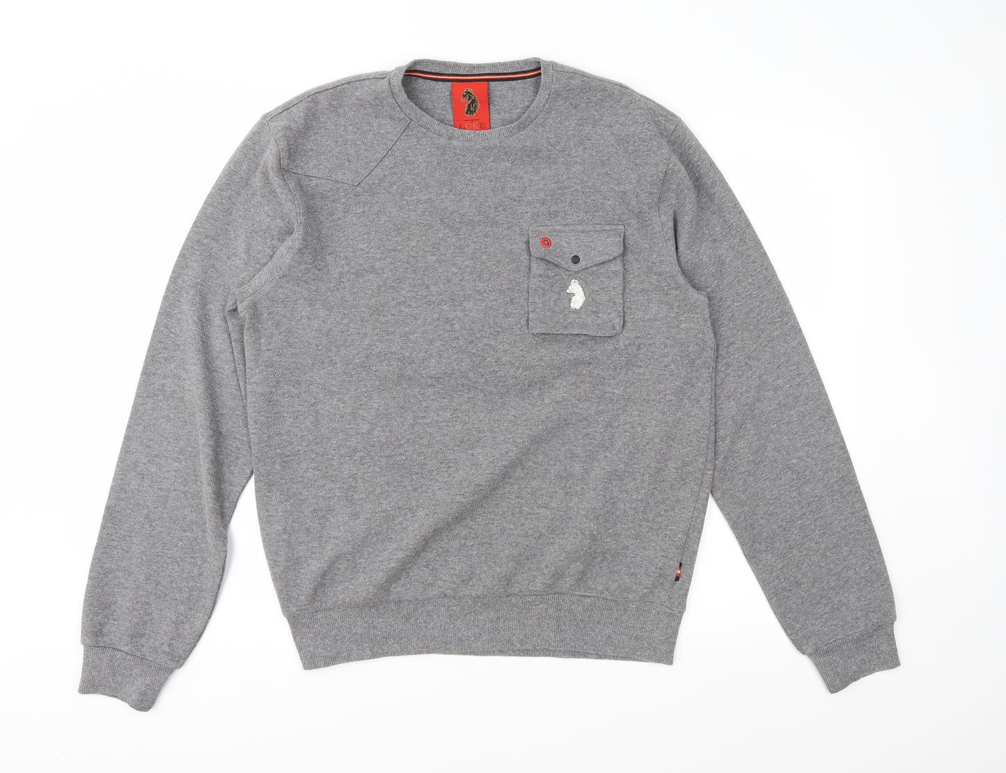 Luke Mens Grey   Pullover Sweatshirt Size M