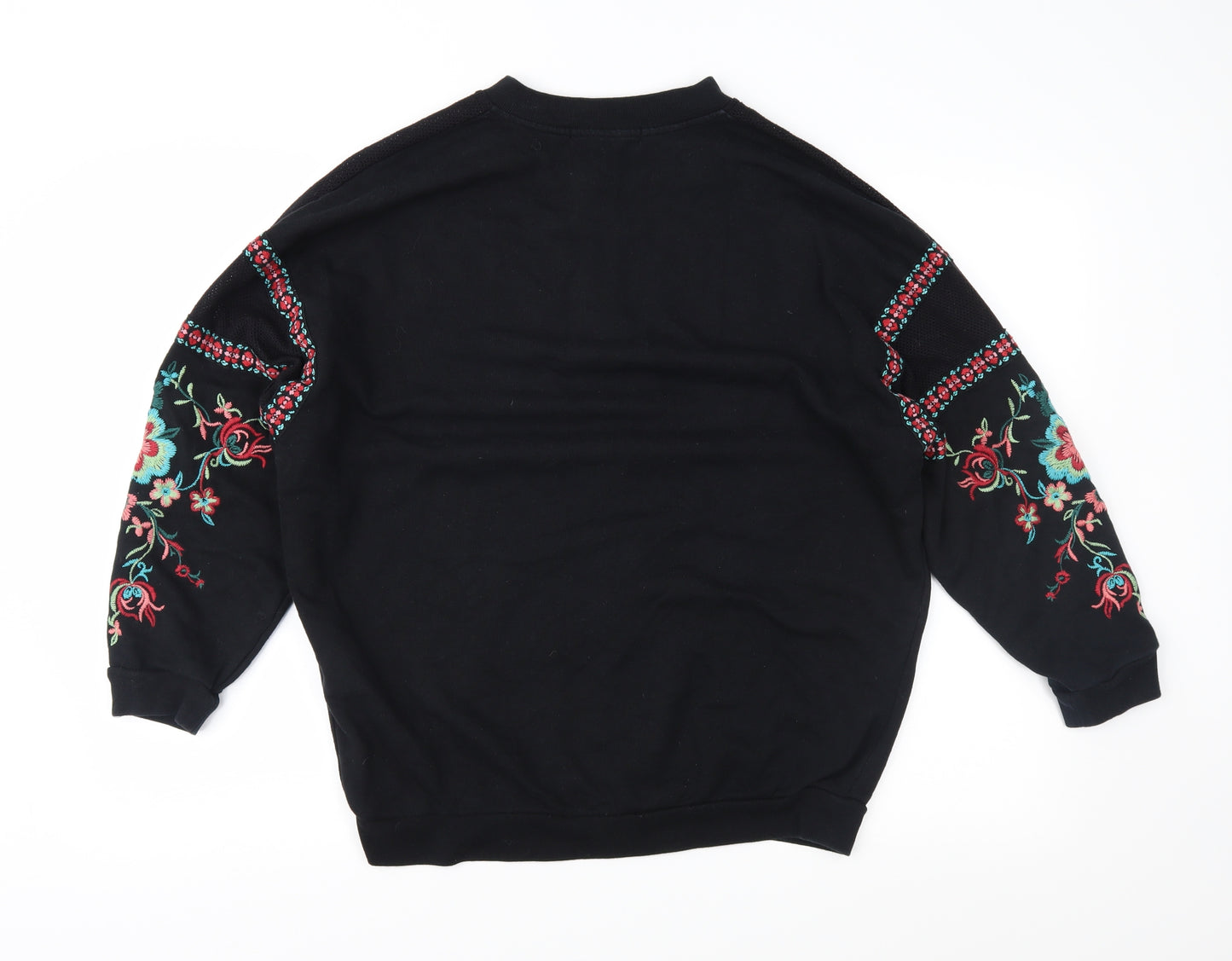 FOREVER 21 Womens Black Floral  Full Zip Sweatshirt Size M