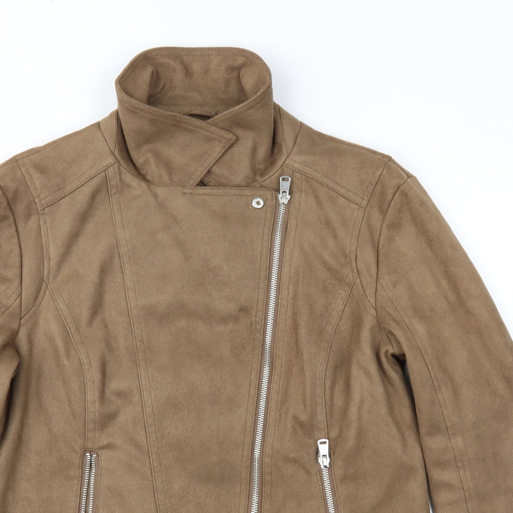 George Womens Brown   Biker Jacket Size 12  - Faux Suede
