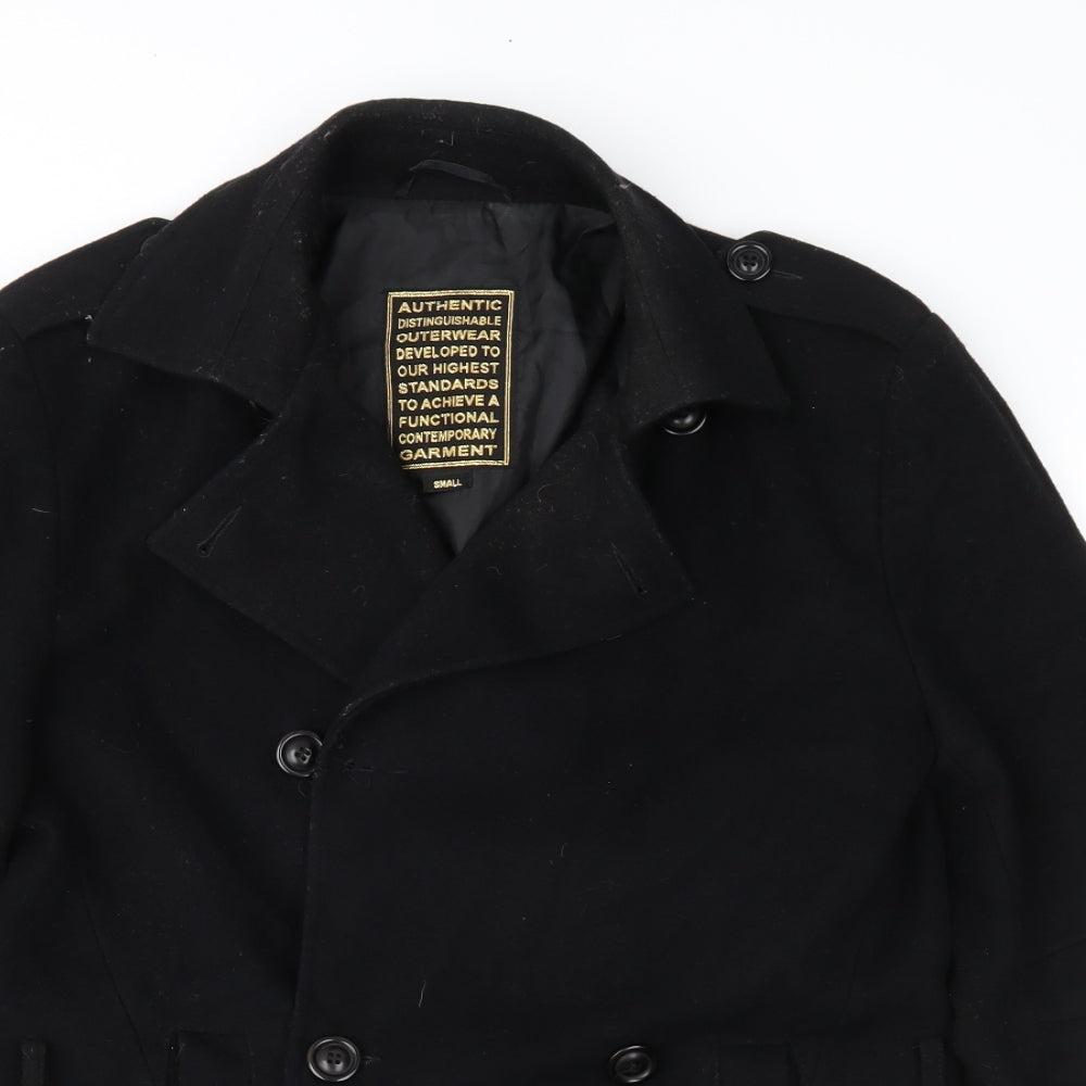 Preworn Mens Black   Pea Coat Coat Size S