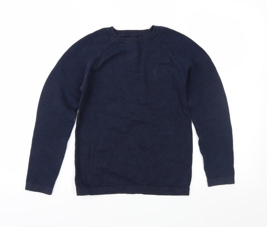 Front view of Next girls’ blue knit jumper, size 8, years