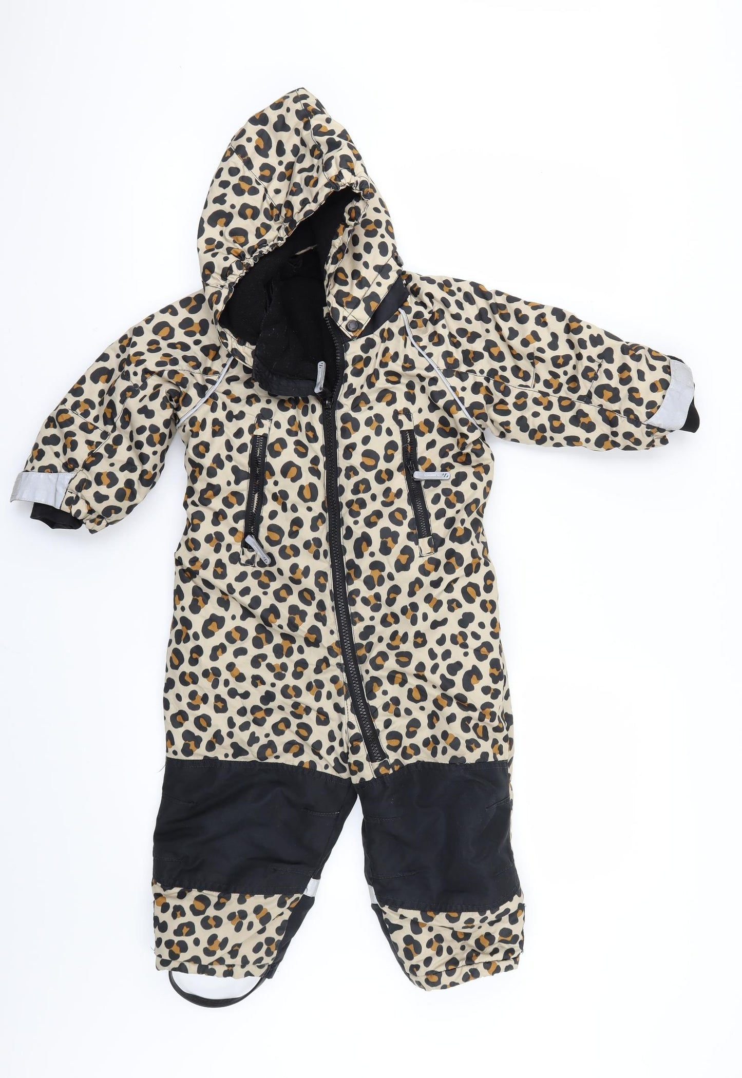 H&M Boys Beige Animal Print  Jacket Snowsuit Size 12-18 Months