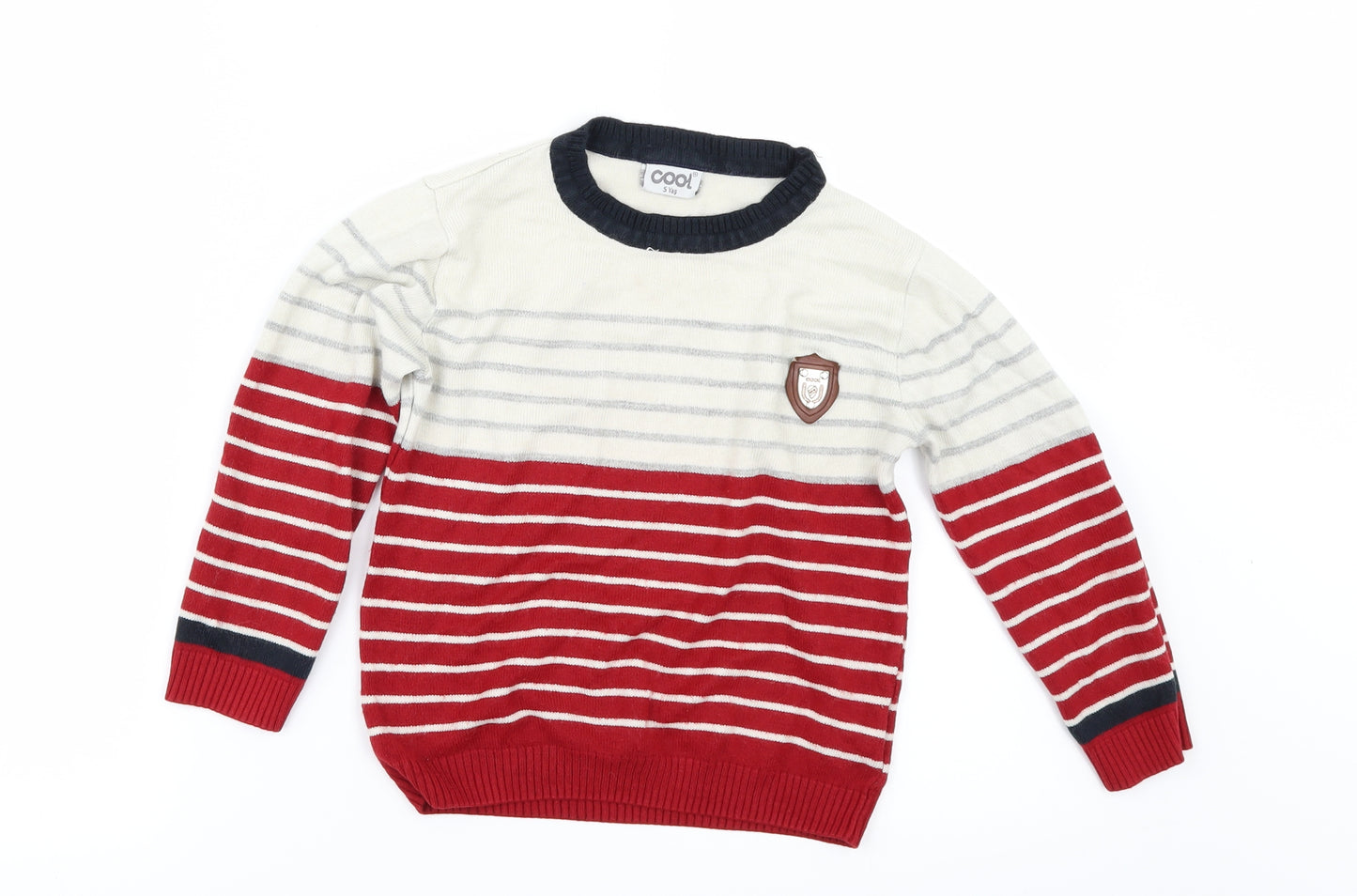 COOL  Boys Multicoloured Striped  Pullover Jumper Size 5 Years  - elbow Pads