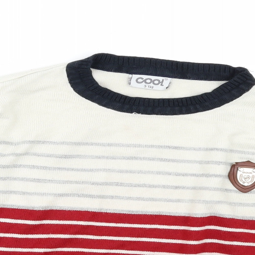 COOL  Boys Multicoloured Striped  Pullover Jumper Size 5 Years  - elbow Pads