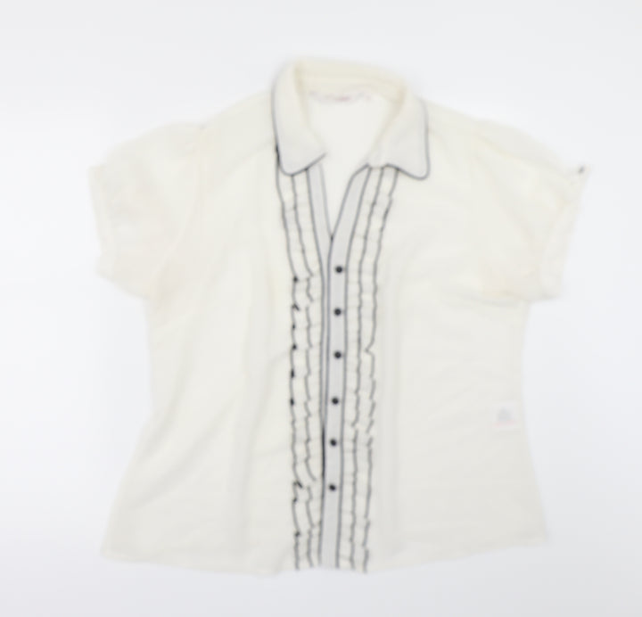 EWM Womens White Tunic Button-Up Size 16