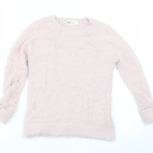 H&M Girls Pink   Pullover Jumper Size 7-8 Years  - FLUFFY