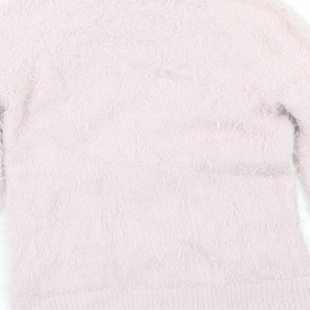 H&M Girls Pink   Pullover Jumper Size 7-8 Years  - FLUFFY