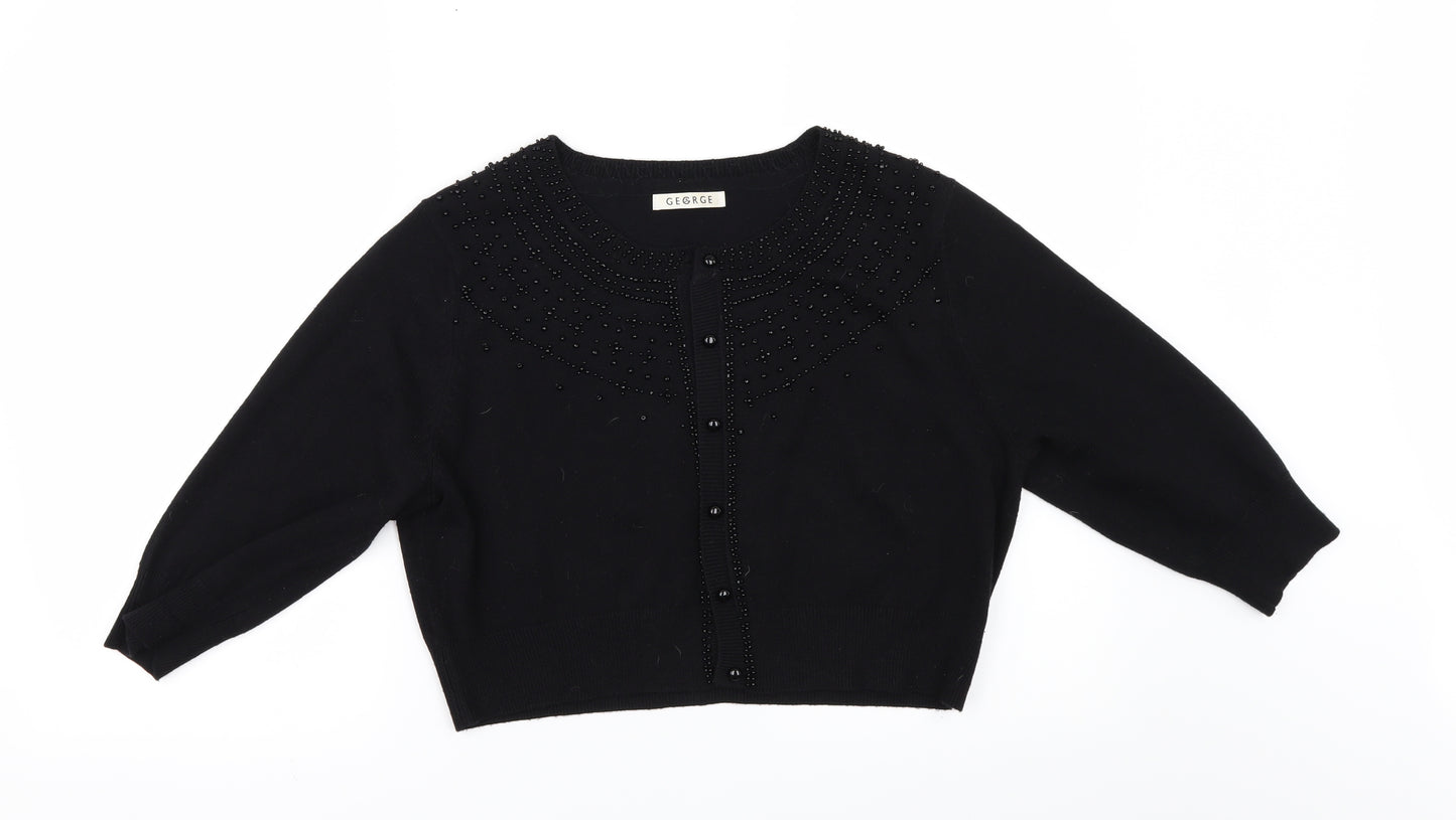 George Womens Black   Cardigan Jumper Size 18  - Beaded