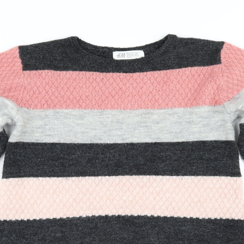 H&M Girls Multicoloured Striped  Pullover Jumper Size 7-8 Years