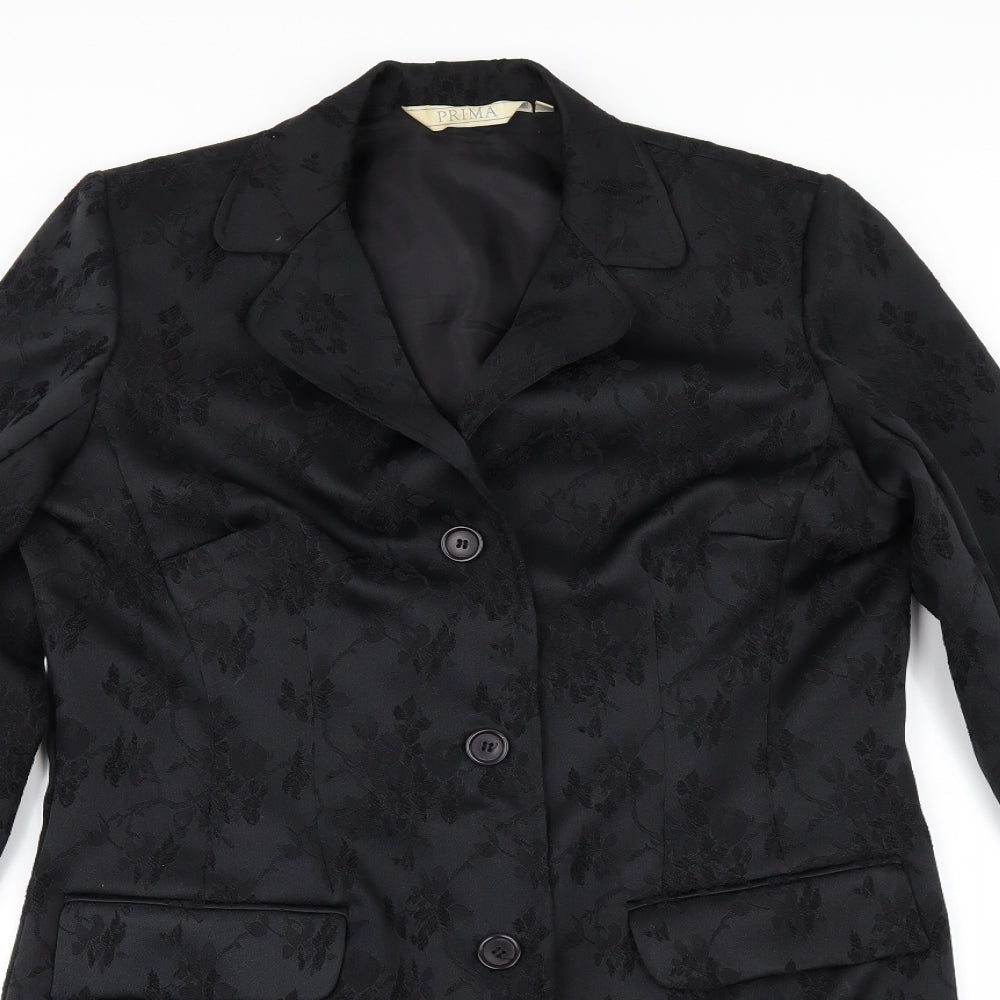 Prima Womens Black Floral  Jacket  Size 12