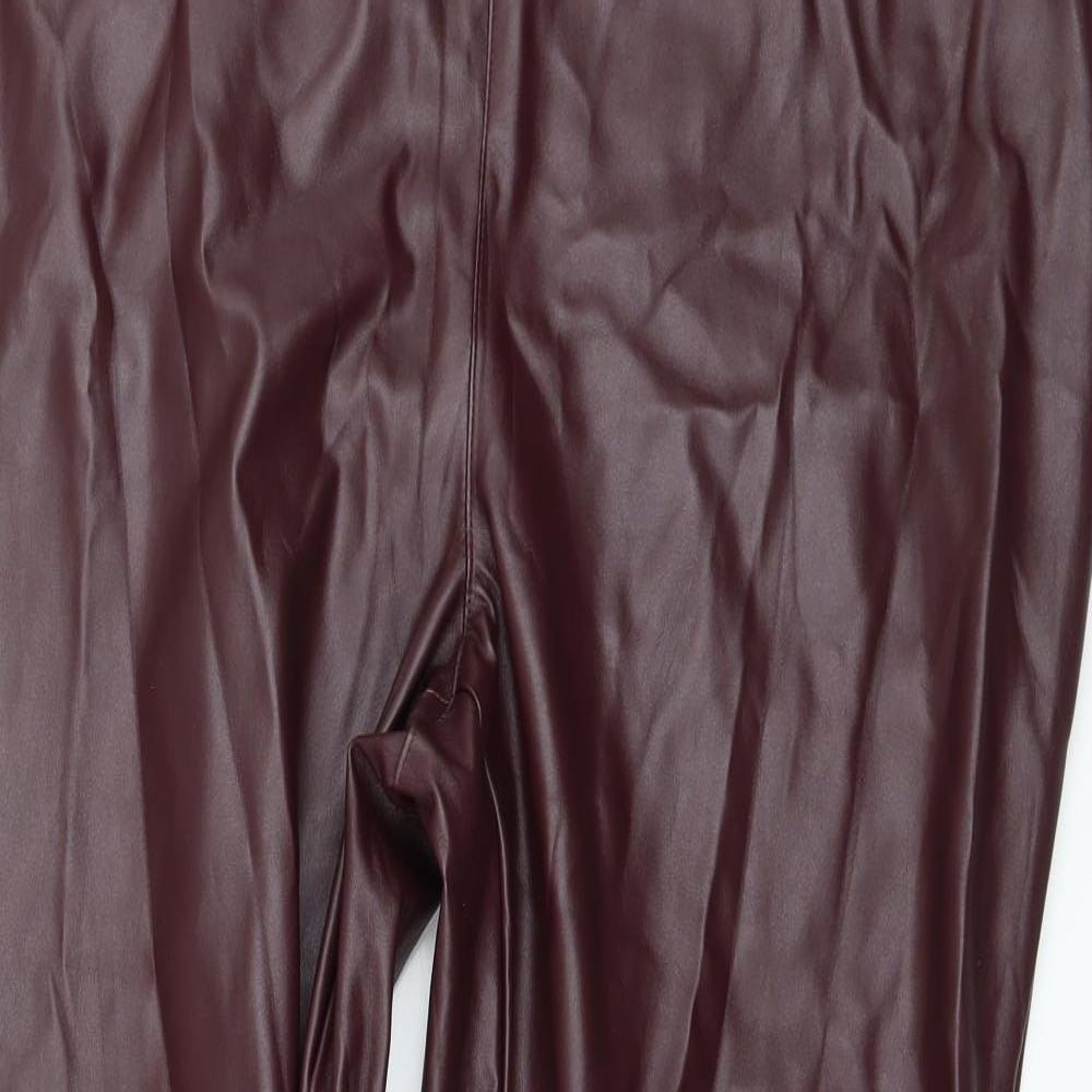 Simply Be Womens Red   Trousers  Size 18 L29 in - Leather Effect
