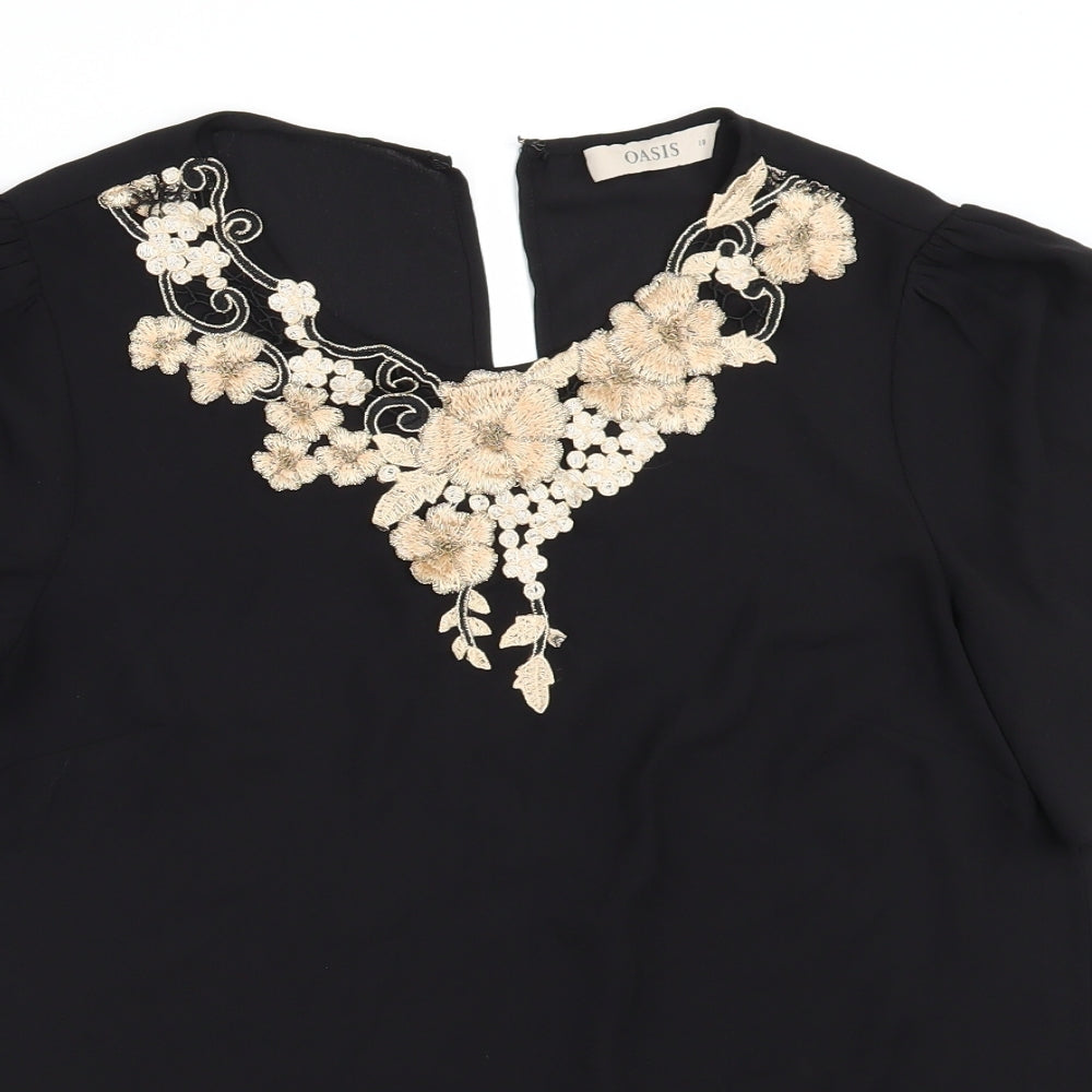 Oasis Womens Black   Tunic Blouse Size 10