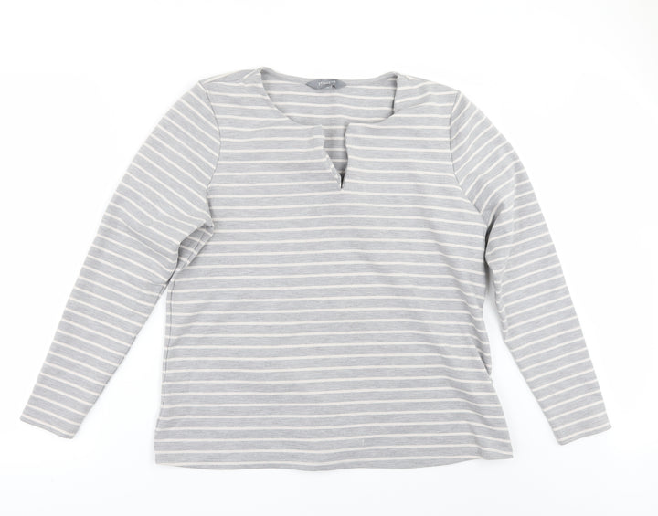 Principles Womens Grey Striped Pullover Jumper Size 16