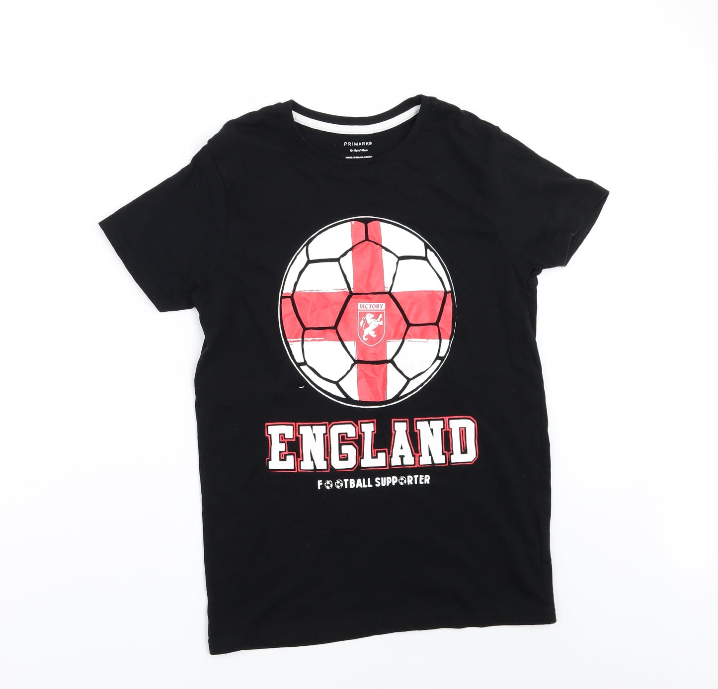 Primark Boys Black   Basic T-Shirt Size 9-10 Years  - ENGLAND