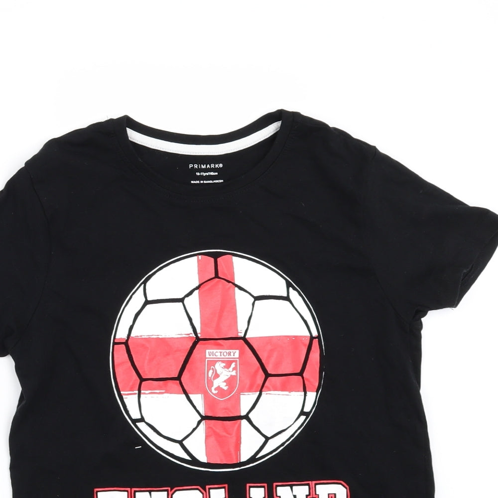 Primark Boys Black   Basic T-Shirt Size 9-10 Years  - ENGLAND