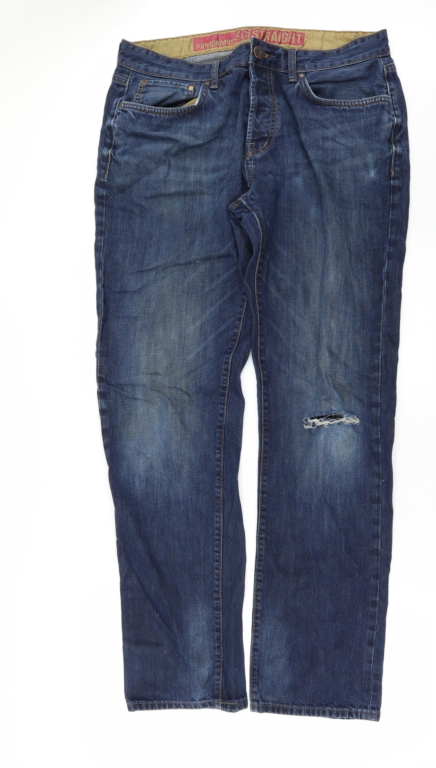 PRMDNM89 Mens Blue  Denim Straight Jeans Size 36 in L32 in
