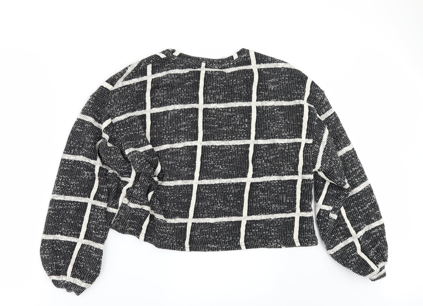 New Look Womens Black Check  Pullover Sweatshirt Size M  - CROPPED