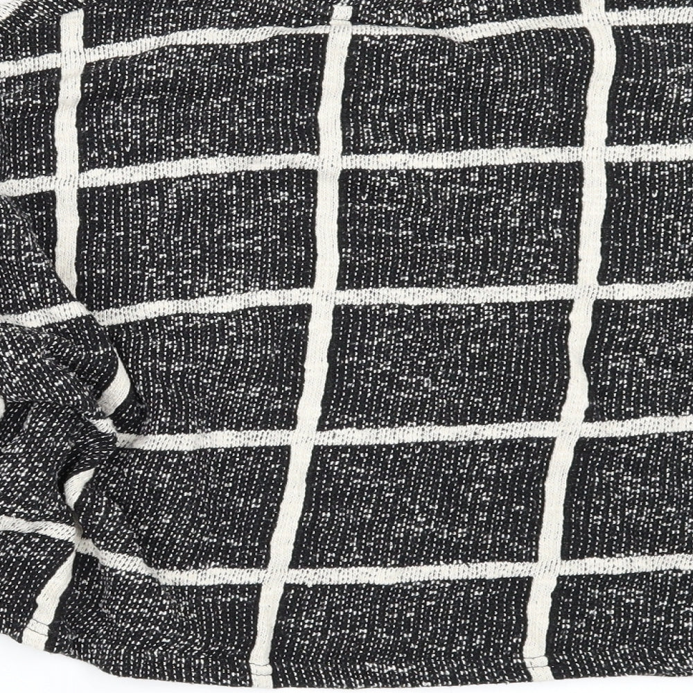 New Look Womens Black Check  Pullover Sweatshirt Size M  - CROPPED