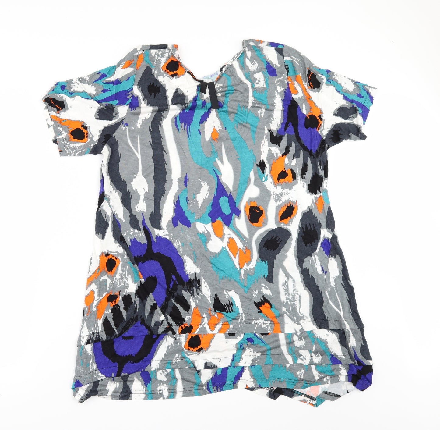 TS Womens Multicoloured Geometric  Basic T-Shirt Size XS  - Shaped hem