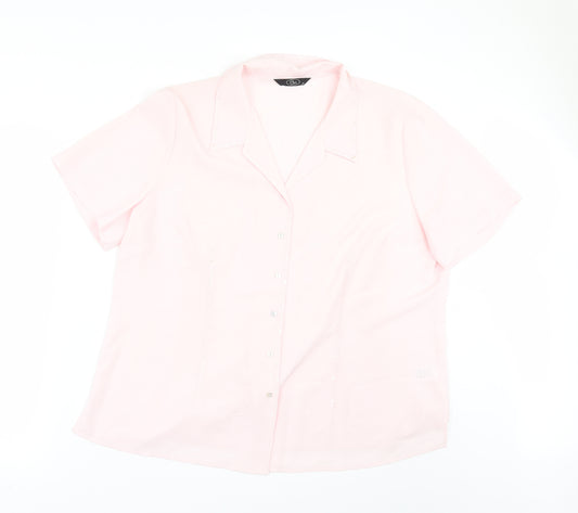 Front view of Bonmarché women’s pink tunic button-up, size UK 20