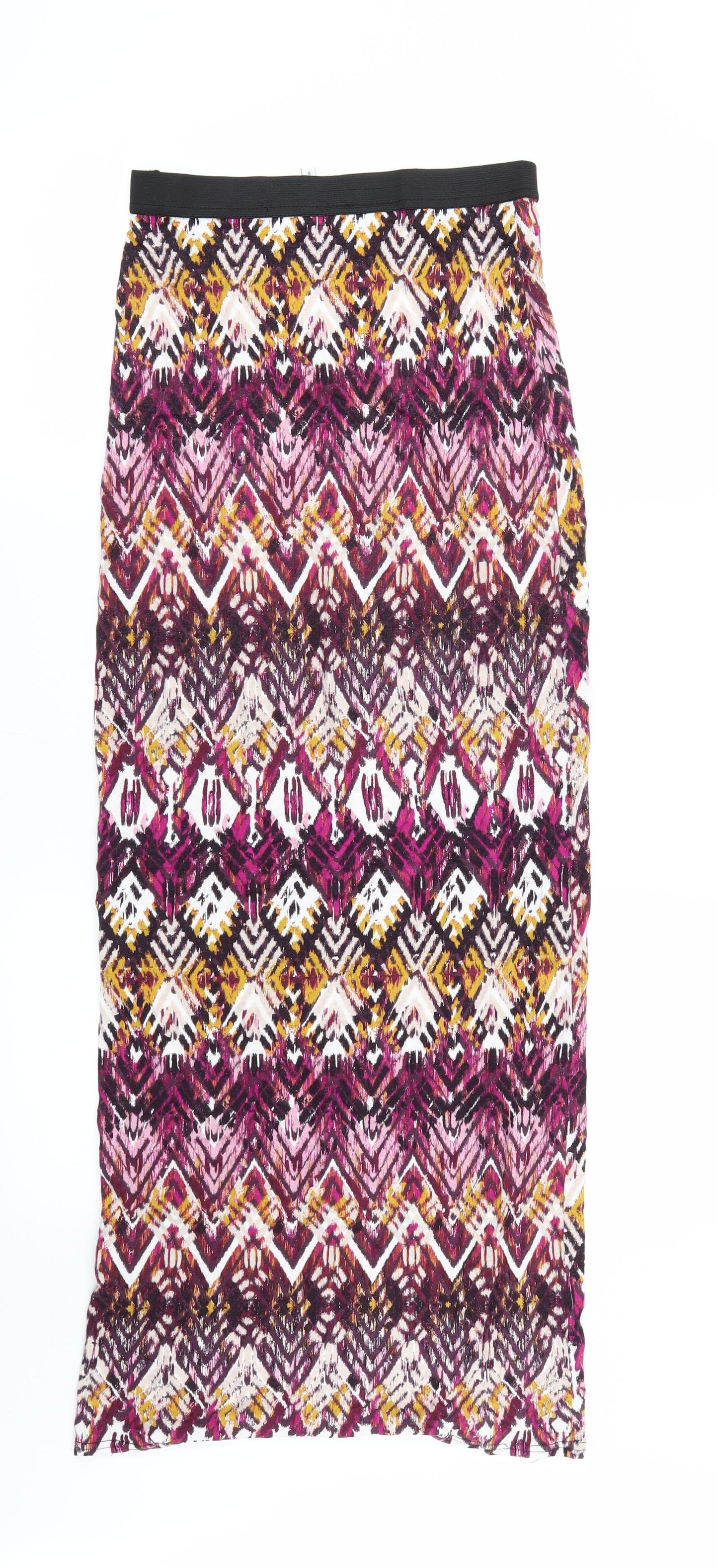 New Look Womens Multicoloured Geometric  Maxi Skirt Size 8
