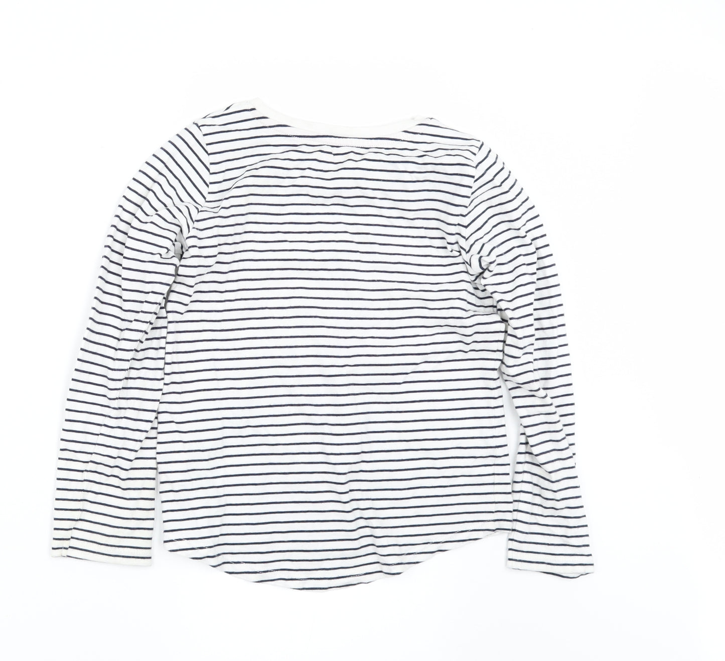 Nutmeg Girls White Striped  Basic T-Shirt Size 7-8 Years