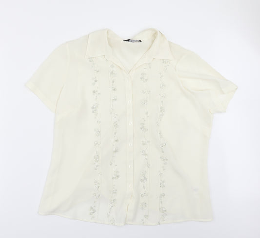 Front view of Bonmarché women’s basic button-up, size UK 20