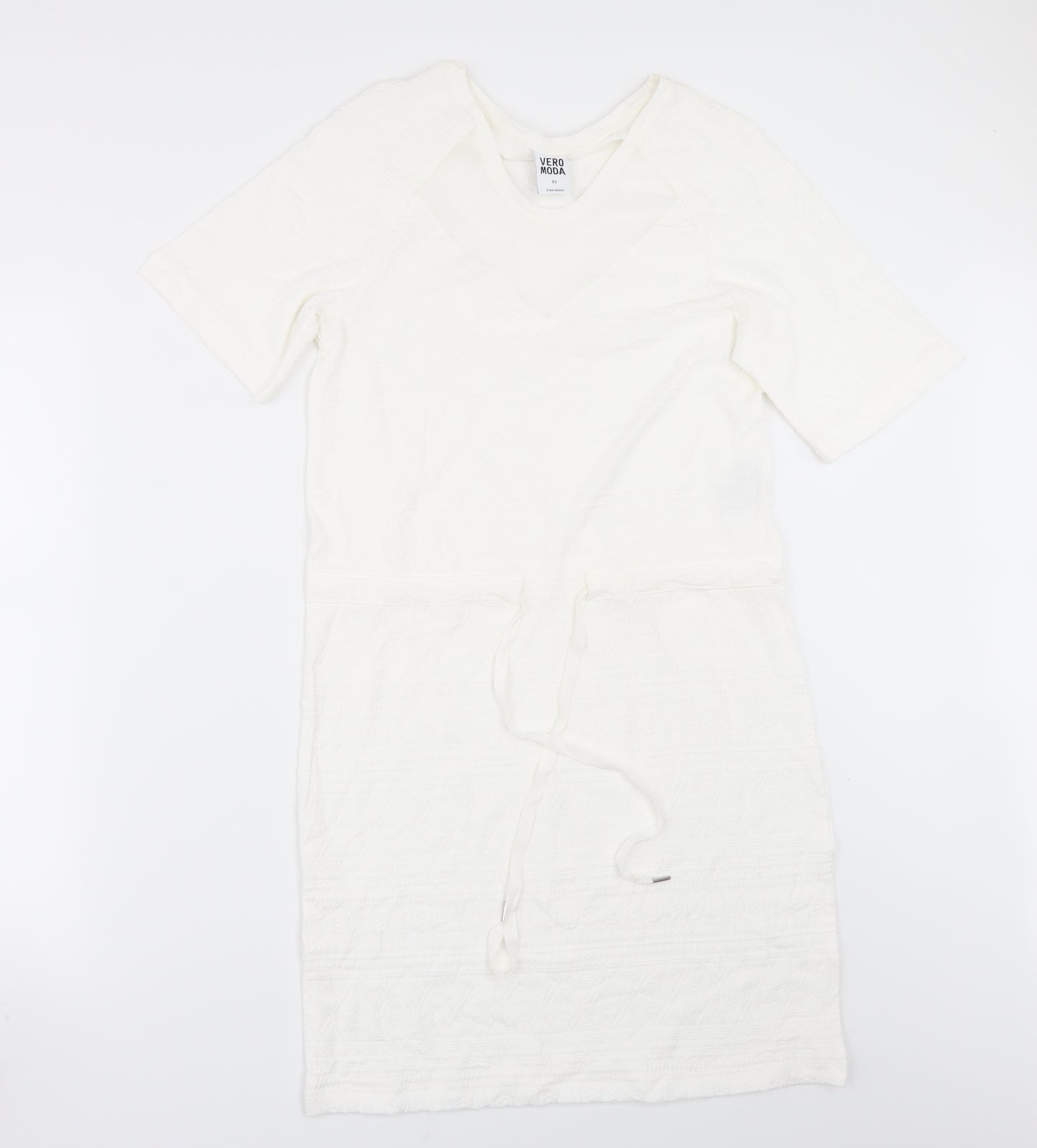 VERO MODA Womens White   T-Shirt Dress  Size XS  - Drawstring waist