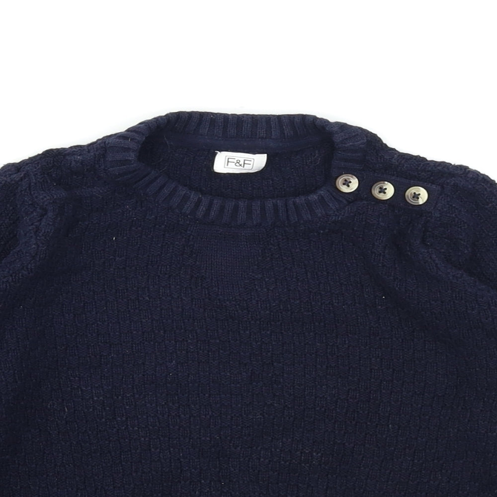 F&F Boys Blue  Knit Pullover Jumper Size 4-5 Years
