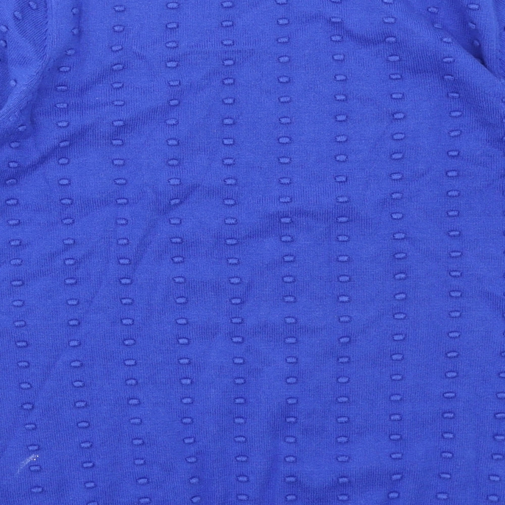 TU Womens Blue Polka Dot Knit Basic T-Shirt Size 8