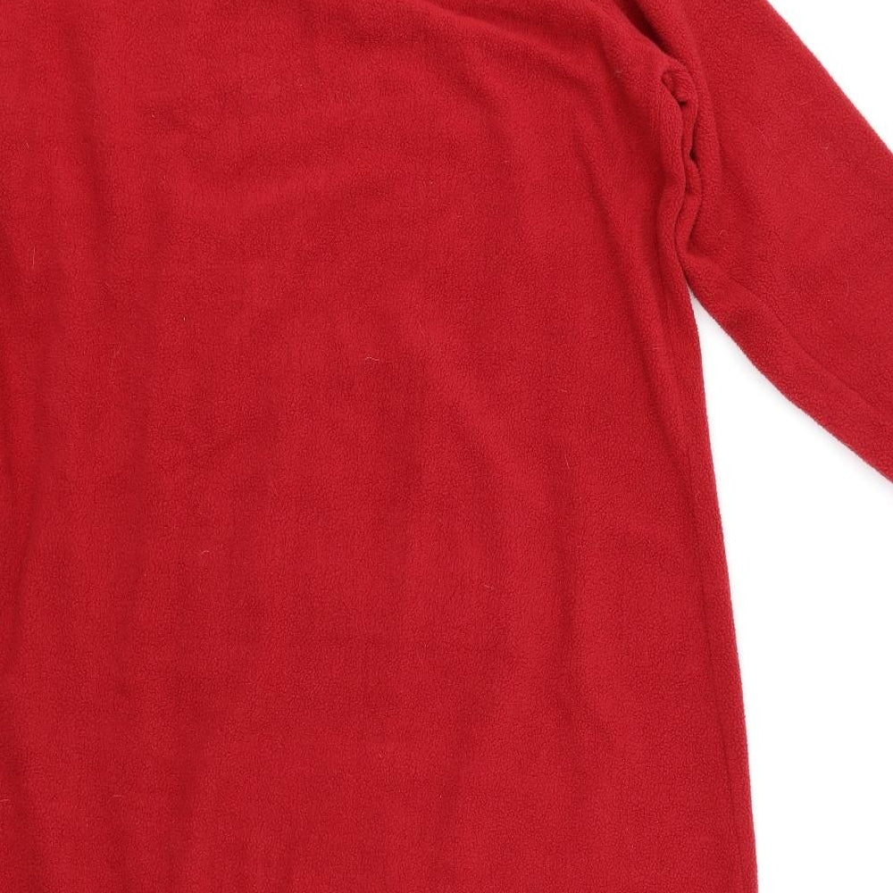BM Womens Red Solid Fleece Top Nightshirt Size 10  - Scottie Dog