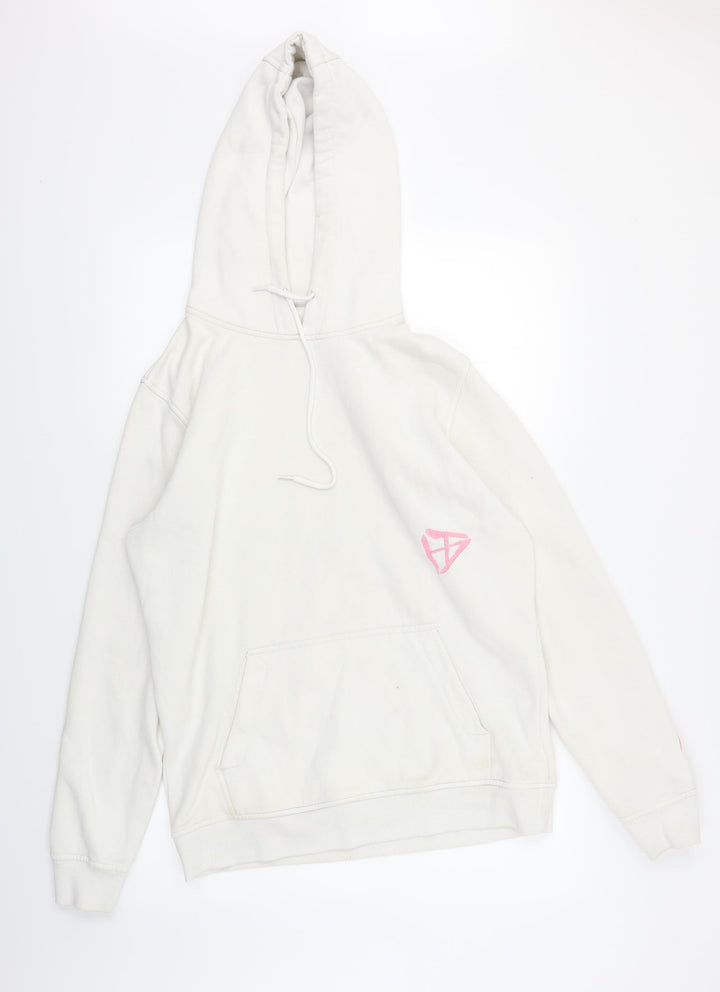 Preworn Womens White   Pullover Hoodie Size L