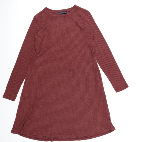 M&S Collection Womens Purple  Knit Jumper Dress  Size 12  - Ribbed