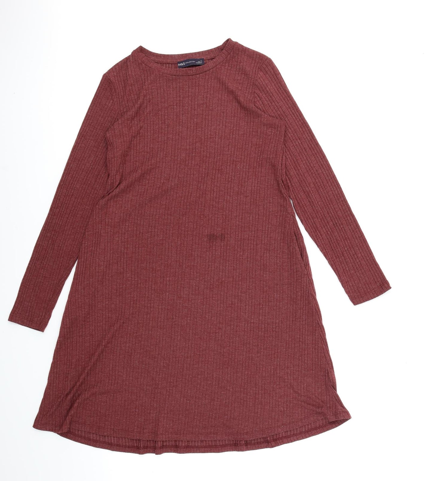 M&S Collection Womens Purple  Knit Jumper Dress  Size 12  - Ribbed