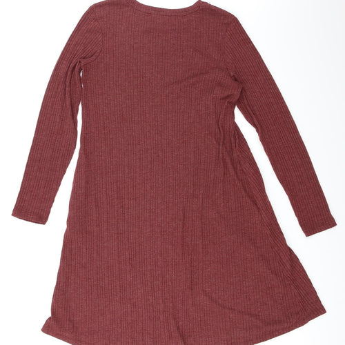 M&S Collection Womens Purple  Knit Jumper Dress  Size 12  - Ribbed