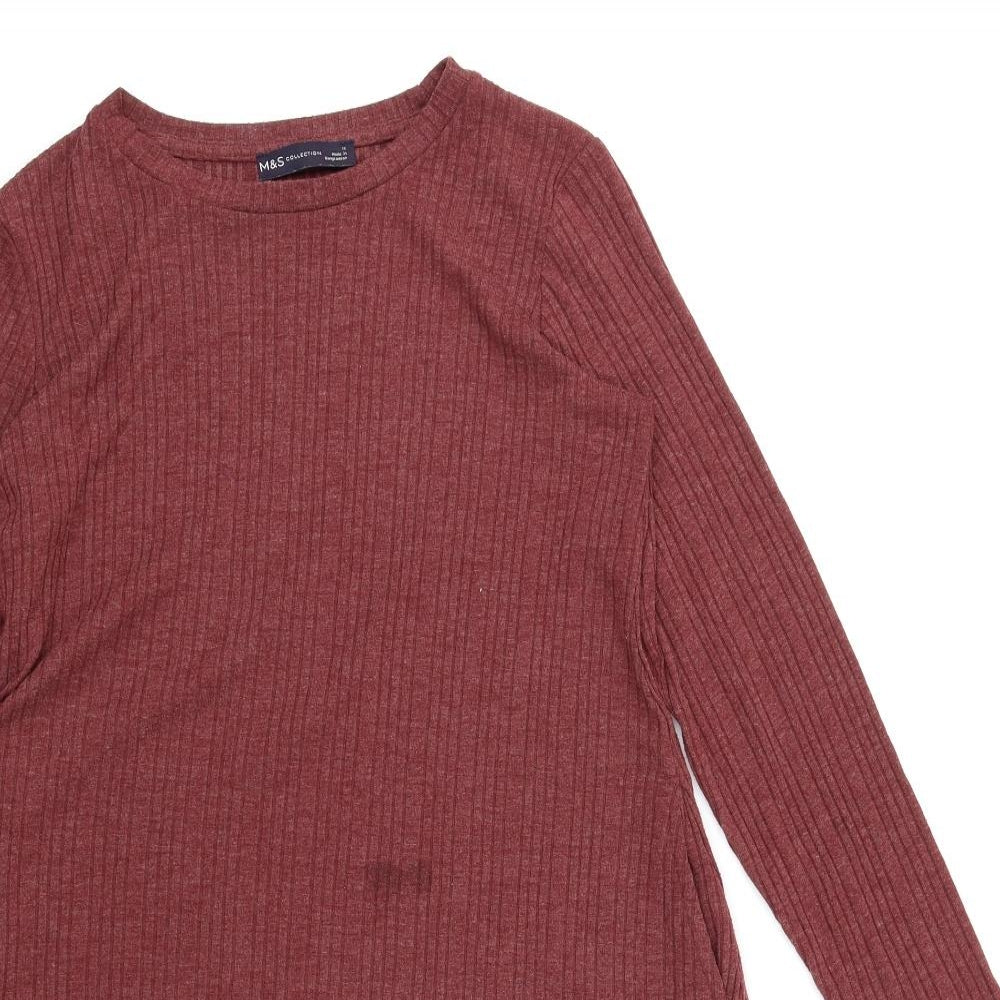 M&S Collection Womens Purple  Knit Jumper Dress  Size 12  - Ribbed