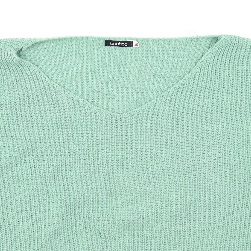 Boohoo Womens Blue  Knit Pullover Jumper Size 16