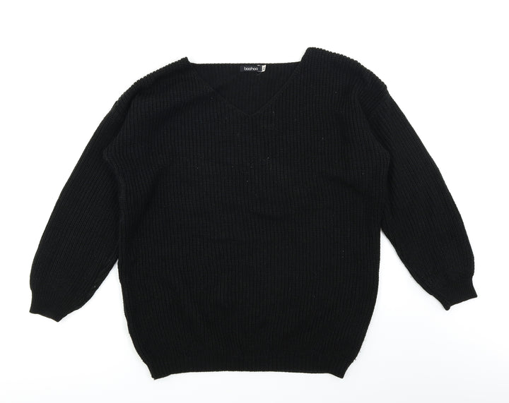 Boohoo Womens Black Pullover Jumper Size 16