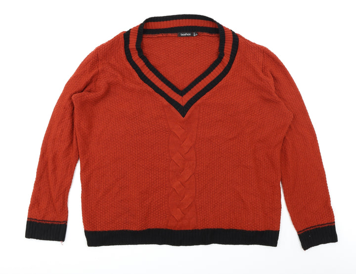 Boohoo Womens Orange Pullover Jumper Size 18