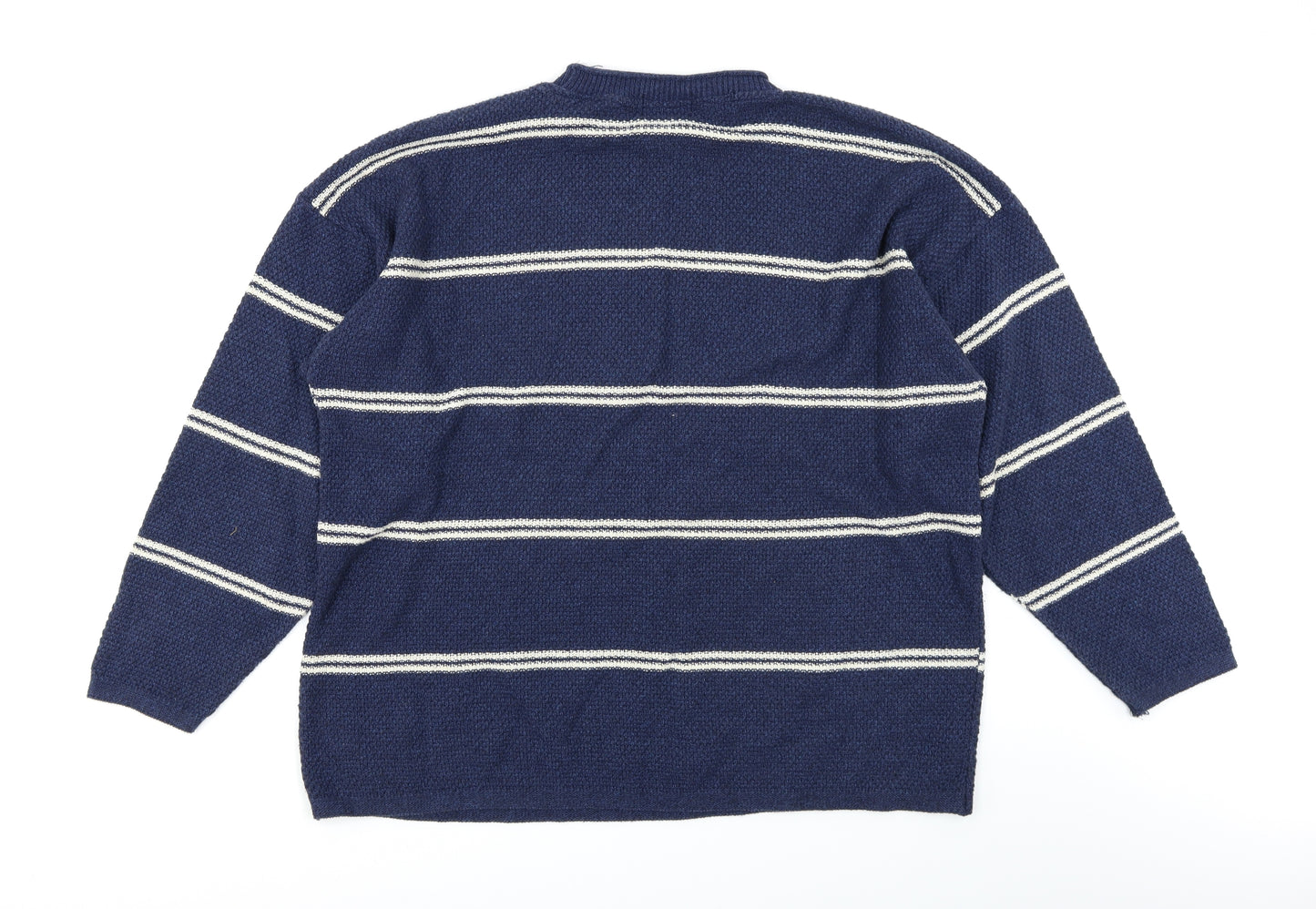 BHS Mens Blue Striped  Pullover Jumper Size XL