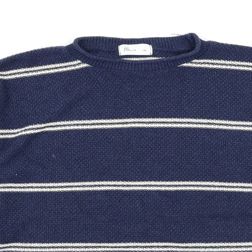 BHS Mens Blue Striped  Pullover Jumper Size XL