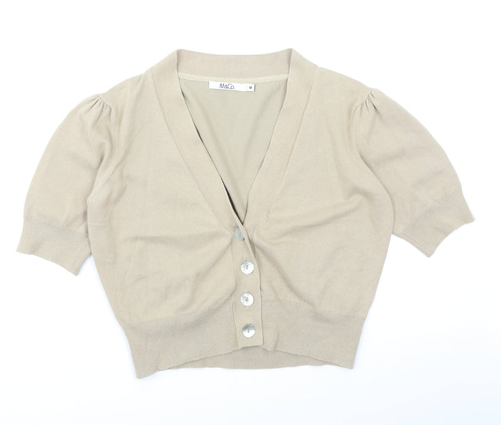 M&Co Womens Beige Cardigan Jumper Size M